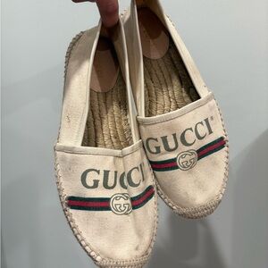 Gucci Cream Canvas Espadrille Shoes